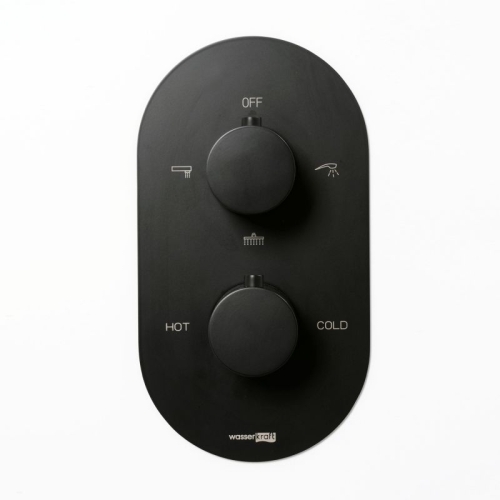 Встроенный смеситель для ванны на 3 положения Wasserkraft Elbe 7444 Thermo черный Soft-touch фото 2