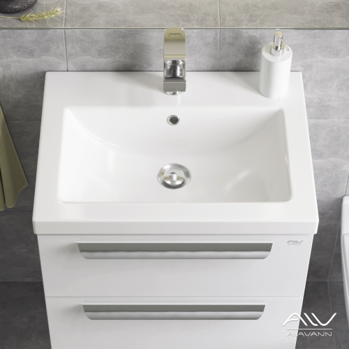 Тумба с раковиной Alavann Vanda Lux 60 подвесная белая фото 3