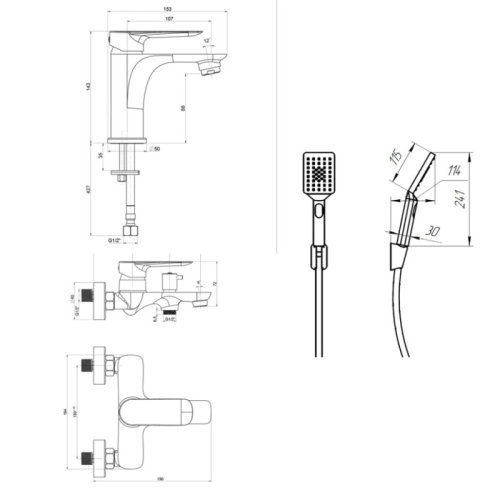 Paini Garda 3в1, для раковины и ванны с душевым набором, 76CRSET3 хром фото 11
