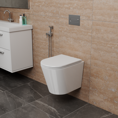 Унитаз подвесной безободковый D&K Venice DT1026016 белый с сидением микролифт фото 6