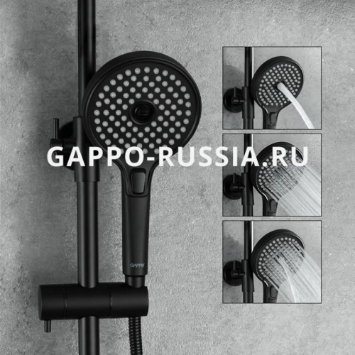 Душевая система с термостатом Gappo G2403-56 хром-черная фото 9