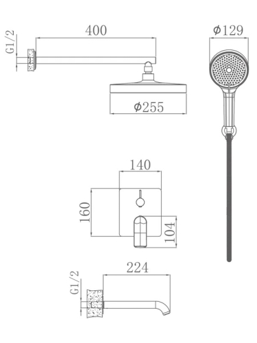 Душевая система скрытого монтажа Haiba HB80553 хром фото 4