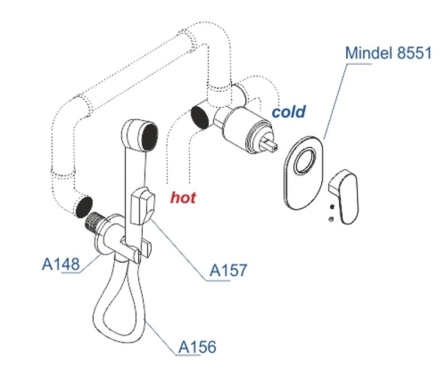 Смеситель с гигиеническим душем Wasserkraft Mindel A85056 встраиваемый белый Soft-touch фото 2