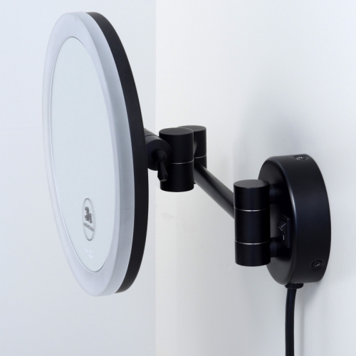 Зеркало с LED-подсветкой Wasserkraft K-1004BLACK, с 3-х кратным увеличением фото 3