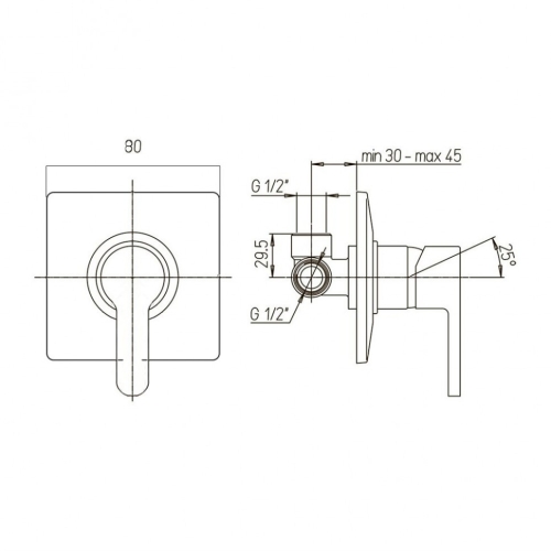 Смеситель скрытого монтажа Paini Arena 92CR690FT1LMKM квадратный, хром фото 3