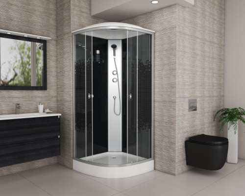 Душевая кабина Niagara Eco NG-4502-14 BLACK 100*100*215 низкий поддон(13см),стекло мозаика фото 2 Душевая кабина Niagara Eco NG-4502-14 BLACK 100*100*215 низкий поддон(13см),стекло мозаика фото 2