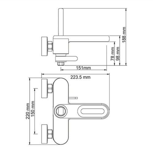 Смеситель для ванны Wasserkraft Kammel 1801 хром фото 7