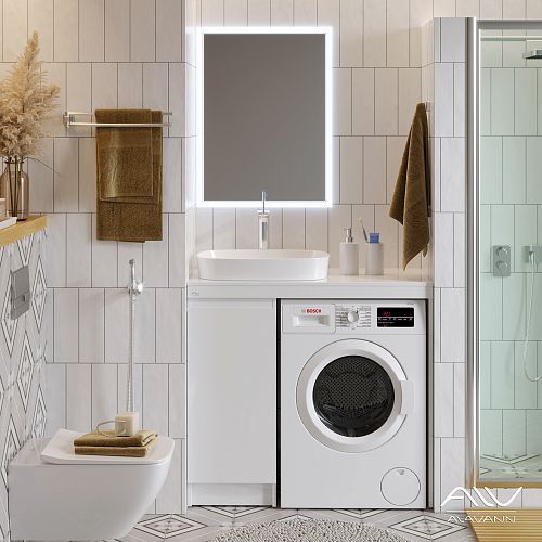 Тумба с раковиной Alavann Soft 100 (Ум Купер 56) напольная белая