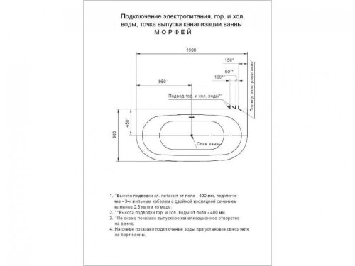 Ванна Aquatek Морфей электронное управление 190*90 гидромассажная фото 4