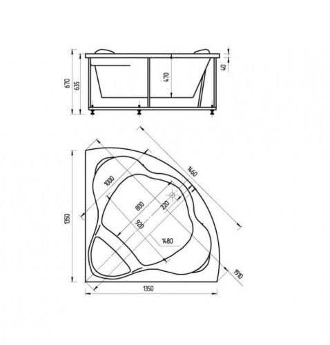 Ванна Aquatek Галатея пневматическое управление 135*135 гидромассажная фото 3