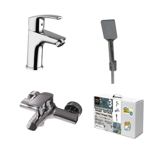 Paini Atomix 3в1, для раковины и ванны с душевым набором, D1CRSET4 хром