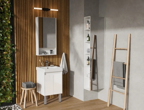 Тумба с раковиной Aquaton Сканди Doors 45, 55, 70, 80 Белый Глянцевый/Белый Матовый фото 7