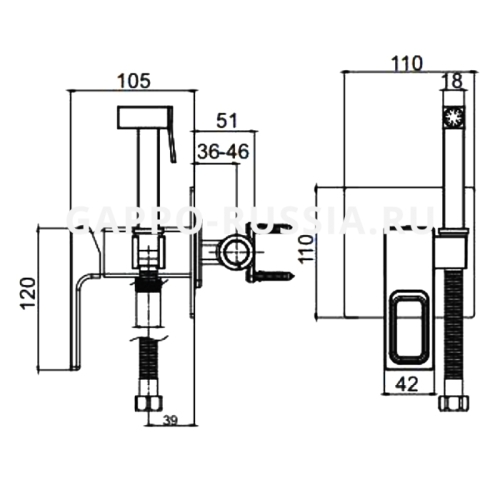 Смеситель с гигиеническим душем Gappo Futura G7217-6 черный фото 2