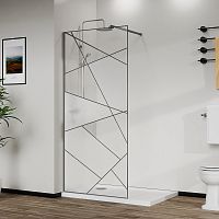 Душевая перегородка Azario Walk-in AZ-271-MGR-CGP 90, 120*195 профиль графит матовый, графический принт