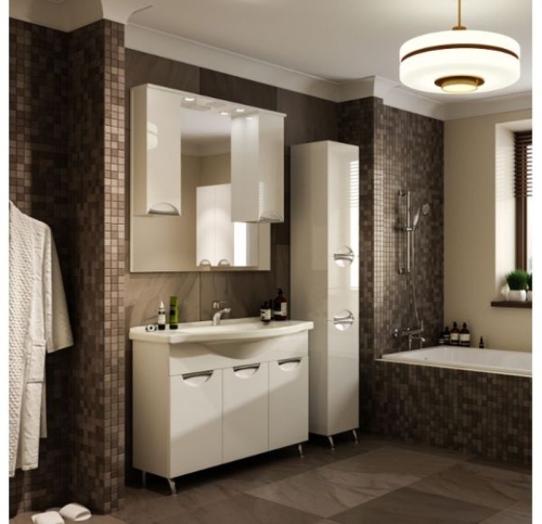 Зеркальный шкаф Мирсант Камилла 100 белый с двумя ящиками фото 4