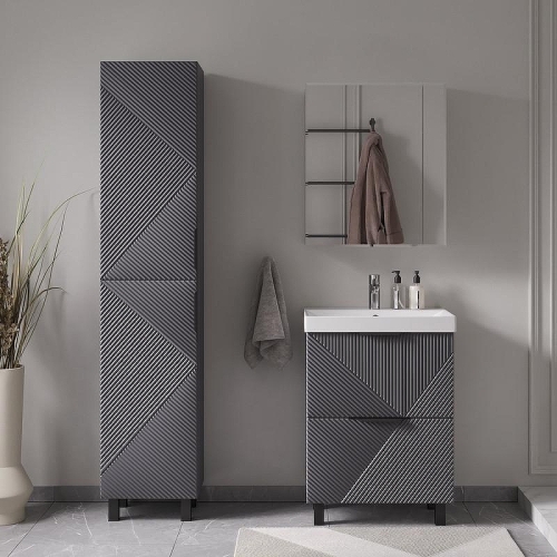Тумба с раковиной Volna Geometry 60, 70, 80 напольная, графит фото 6