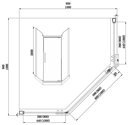 Душевое ограждение Azario Edmonton 90*90 стекло прозрачное, профиль черный фото 3