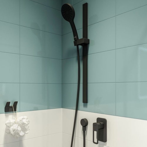 Смеситель скрытого монтажа с 1 выходами Iddis Slide черный фото 2