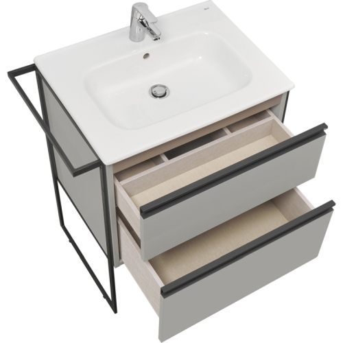 Тумба с раковиной Roca Domi 60 подвесная/напольная, серый матовый фото 6