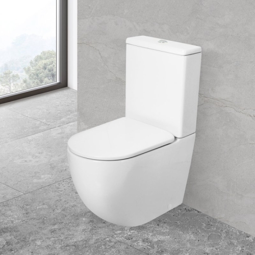 Унитаз напольный Cezares  STYLUS белый безободковый сиденье микролифт фото 5