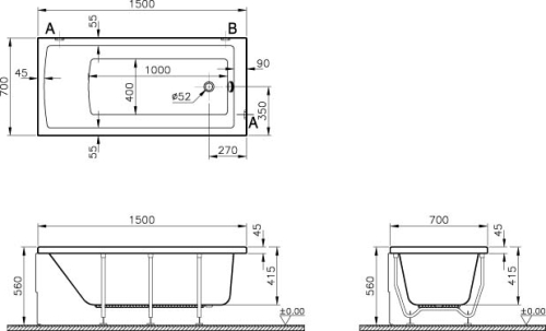 Ванна акриловая Vitra Neon 150, 160, 170*70 фото 2