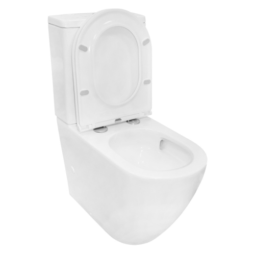 Унитаз напольный безободковый, смыв Торнадо Azario Grado AZ-2141 UQ1 с сидением микролифт фото 3