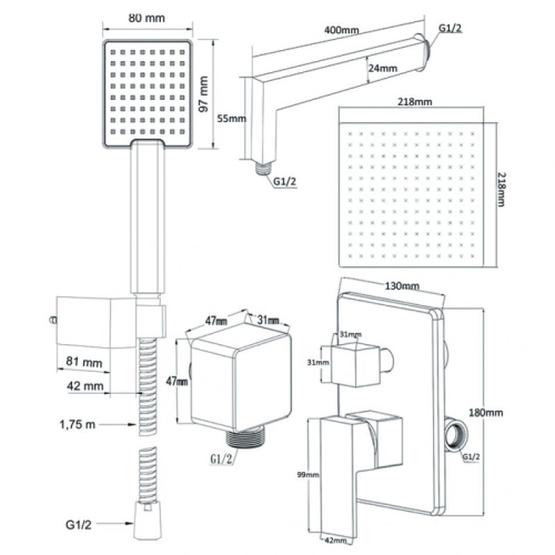 Душевой комплект со встроенным смесителем Swedbe Platta 5540 фото 2