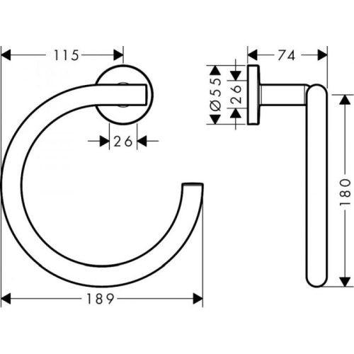 Полотенцедержатель в форме кольца Hansgrohe Logis Universal 41724000, хром фото 2