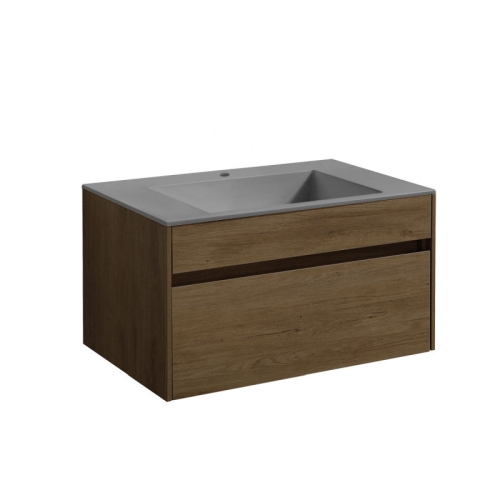 Тумба с раковиной Vincea Chiara 60, 80, 100 Т.Oak Дуб Табак, подвесная, раковина серая