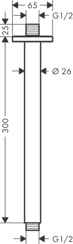 Кронштейн для верхнего душа 300мм Hansgrohe Vernis Shape 26407670 черный матовый (с потолка) фото 2