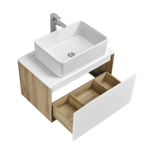 Тумба под раковину Aquaton Либерти 70, 90 Дуб Эльвезия/Белый глянец, столешница белая фото 4