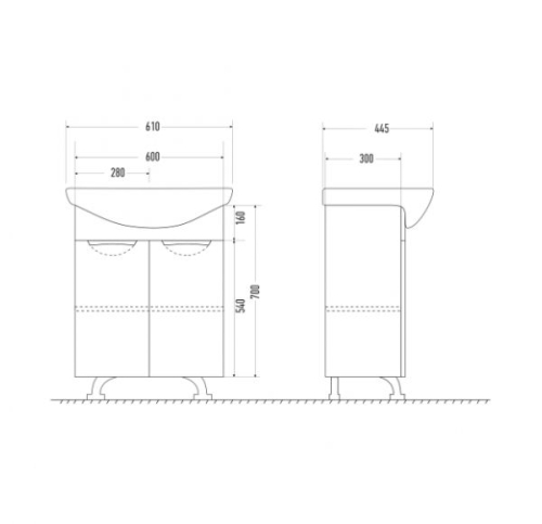 Тумба с раковиной Мирсант Камилла 60 напольная белая фото 2