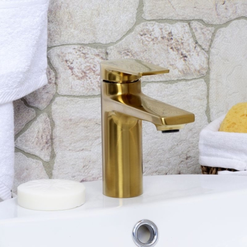 Смеситель для умывальника Wasserkraft Aisch 5503 матовое золото фото 4