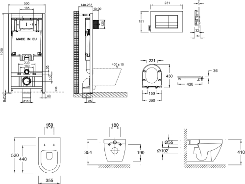 Инсталляция Jacob Delafon Rodin+ E21749RU-00 унитаз безободковый с микролифт, кнопка хром фото 2