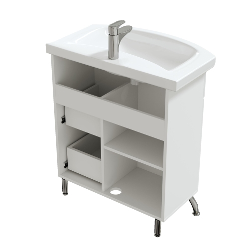 Тумба с умывальником Мирсант Камилла 70, 80, 90, 100 напольная белая фото 2