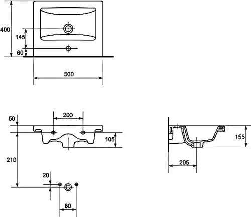 Тумба с раковиной Cersanit Melar 50, 60, 70, 80 подвесная/напольная, белая фото 5