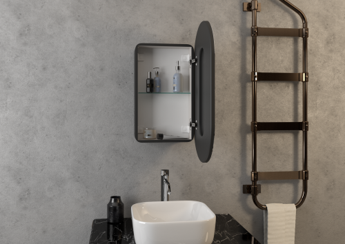 Зеркало-шкаф Continent Elmage black LED 45*80 черный фото 4