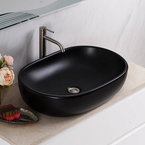 Раковина накладная Belbagno BB1084-H301 600x420x140 черный матовый