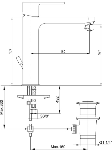 Смеситель средний с донным клапаном для раковины E.C.A Nita 102188049EX хром фото 2