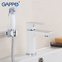 Смеситель с гигиеническим душем для раковины Gappo Noar G1048-1 белый/хром