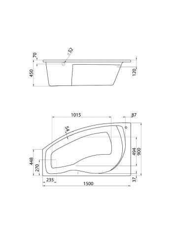 Акриловая ванна Santek Майорка 150*90 R/L фото 3
