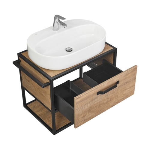 Тумба с раковиной Одри Round Aquaton Лофт Фабрик 65, 80 Дуб Кантри фото 5