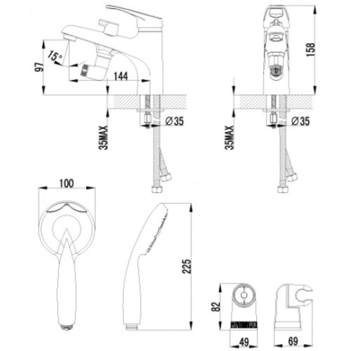 Смеситель на борт ванны 1 отв Lemark OMEGA – LM3115C фото 2