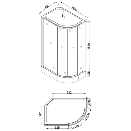 Душевая кабина Loranto Subway CS-66120-13L GB 120*80, левая фото 3