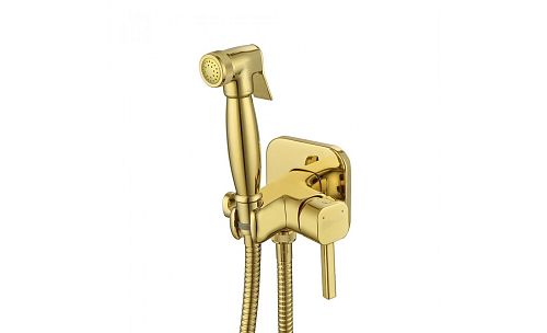 Смеситель встроенный монтаж с гигиеническим душем Lemark SOLO LM7165G золото