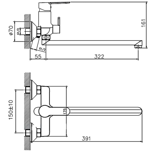 Смеситель для ванны Haiba HB22557-8 хром-белый фото 2 Смеситель для ванны Haiba HB22557-8 хром-белый фото 2