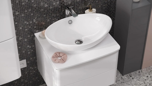 Тумба с раковиной Velvex Luna 60, 80, 100 белая подвесная фото 7