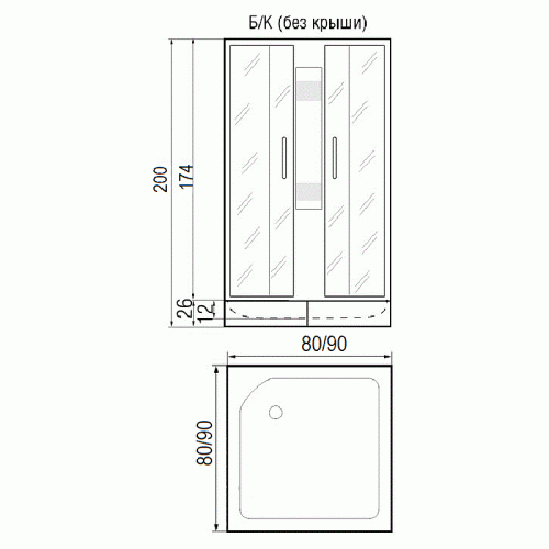 Душевая кабина River QUADRO Б/К 80*80, 90*90/24 сред поддон фото 2