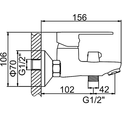 Смеситель для ванны Ledeme L3010 хром (лейка и шланг в комплекте) фото 2