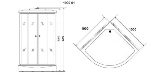 Душевая кабина Niagara Ультра NG-1909-01 100*100*220 высокий поддон(48см),черный,стекло тонированное фото 3